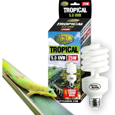 REPTILE NOVA 5.0 UVB 25W - Lámpara fluorescente para reptiles tropicales  UVA + UVB (1/4)