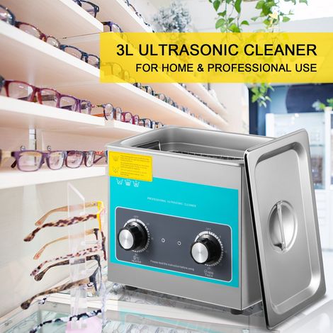 Nettoyeur à Ultrasons Bac Inox 3 L Nettoyeur Ultrasonique Professionnel 40 kHz Temps Température Réglable Machine à Ultrason Commande Bouton 2 Paniers Nettoyage Profonde Prothèse Bijoux Lunettes (1/5)