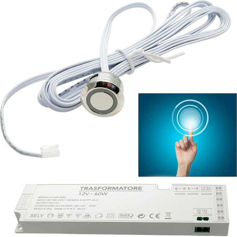 Sensore interruttore touch dimmerabile per strip led armadi mobili sensori da incasso per luci con alimentatore 12V 24V 60 watt (1/5)
