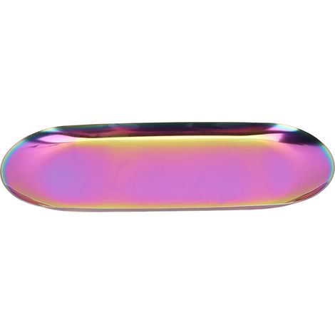 Plateau à bijoux ovale miroir, placage sous vide, plateau décoratif ovale à bords brillants, plateau de rangement ovale pour ongles et bijoux, éclatant (1/5)