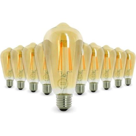 Lot de 10 AMPOULES LED E27 7W ST64 2700 K Type Edison Température de Couleur: Blanc chaud 2200K (1/5)