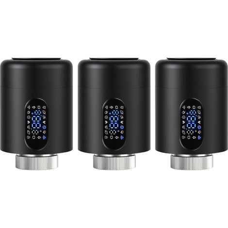 TolleTour Termostato connesso per radiatore, 6 modalità e rilevamento finestra, Nero, Set da 3 (1/5)