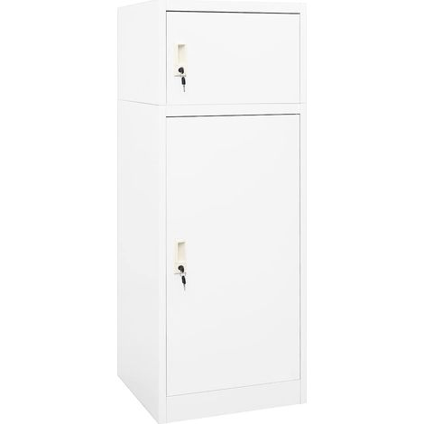 Armoire à selles Meuble de Rangement - Style Contemporain Blanc 53x53x140 cm Acier BV423413 - BonneVie (1/5)