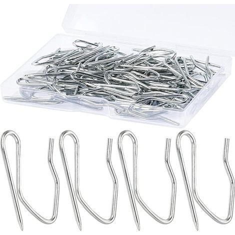 Vorhanghaken, 60 Stück, 3,2 cm (1,26 Zoll), Metallstifte und -haken für Duschvorhänge, Türen und Fenster, silber und weiß