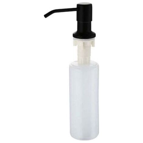 Distributeur Savon Liquide Encastrable avec Bouteille 300ML(Noir), Distributeur Savon de Mousse Evier, Distributeur Liquide Vaisselle Cuisine, Distributeur de Détergent en Acier Inoxydable pour Ba (1/4)