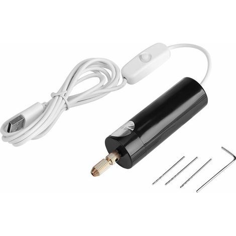 Mini perceuse électrique portable - Micro USB - Petit mandrin - Outils avec 3 embouts (1/5)