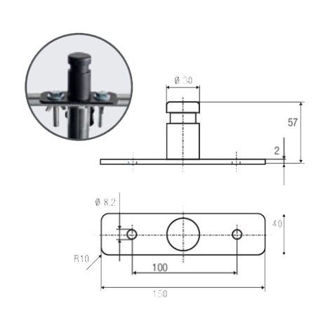 Adapterplatte mit DIN-Zapfen Lochabstand 100mm für Stativ 46750