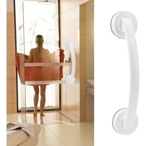 Poignée de porte à ventouse stable et sûre pour baignoire, douche, réfrigérateur, tiroir, salle de bain, argentée, 30 cm (1/5)