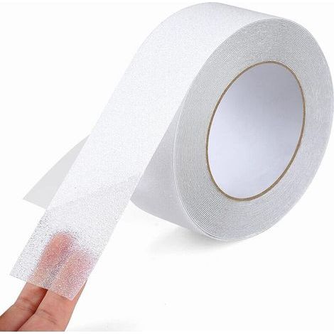 Bande Antidérapante Adhésive, 5cm10m, Bande Sécurité Antidérapant, Ruban de Traction Antidérapant, Empêche Personnes Âgées, Enfants et Animaux Domestiques de Glisser/de Tomber, Transparent (1/5)