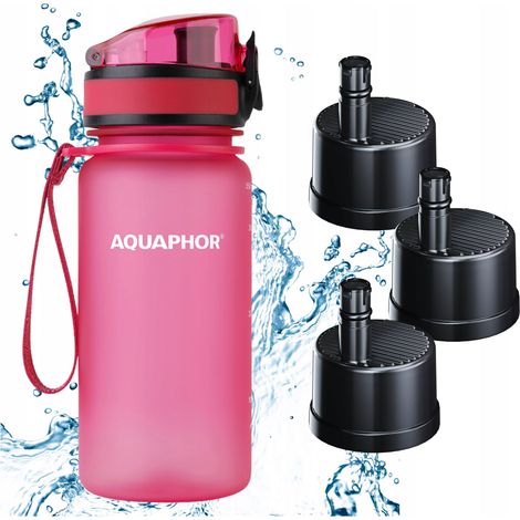 AQUAPHOR CITY Filterflasche 350 ml Rosa Set mit 3 Filterkartuschen (1/5)
