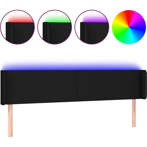 Maison Exclusive - Cabecero con LED de tela negro 163x16x78/88 cm (1/5)