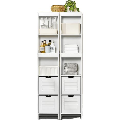 Armario de baño, diseño moderno, amplio espacio de almacenamiento, blanco. (1/2)