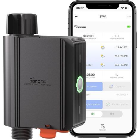 Programmateur Arrosage Automatique, Minuterie Arrosage Automatique pour Jardin, Nécessite Un ZigBee Hub, IP55 Étanche, Requête d'historique, Compatible avec Alexa/Google Home/Home Assistant (1/5)