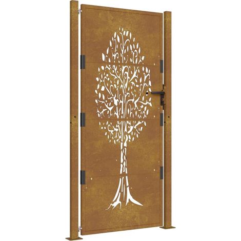 vidaXL Gartentor 105x180 cm Cortenstahl Baum-Design (1/5)