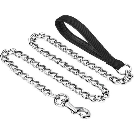 (M, Noir) Laisse de Dressage pour Chien Animaux Domestiques Laisse Réglable en Métal avec Poignée Rembourrée (1/5)