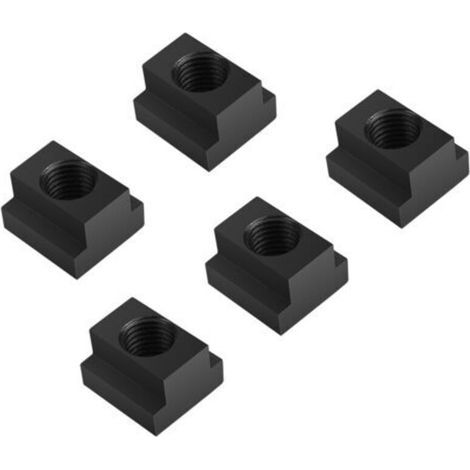 crous à fente en T finition oxyde noir, filetage M16, adaptés aux fentes en T des Tables de machines-outils, 5 pièces (1/4)