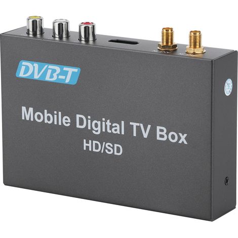 Récepteur TV numérique DVB-T double tuner 1920x1080P avec télécommande, boîtier TNT noir, alimentation DC 12-24V (1/5)