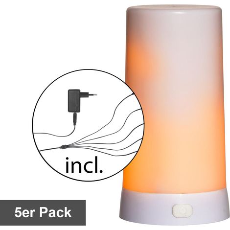 Star Trading Starterset Bougie de table LED 'Diner' avec effet de flamme, Micro-USB, 5 pièces, blanc