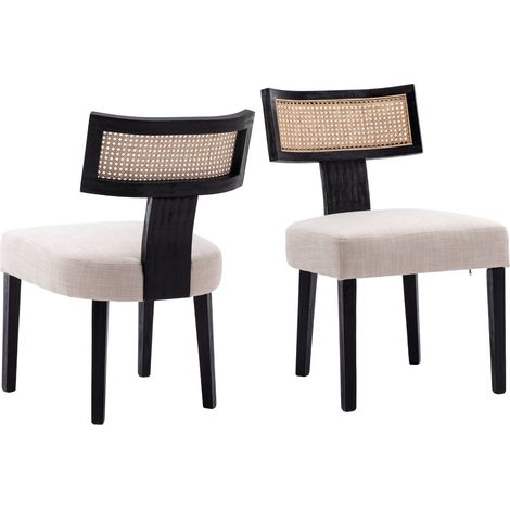 Wahson Dining Chairs 2Pcs Upholstered in Linen Retro Rustic Kitchen Chairs with Wood Frame for Living Room Restaurant, Black (1/5)