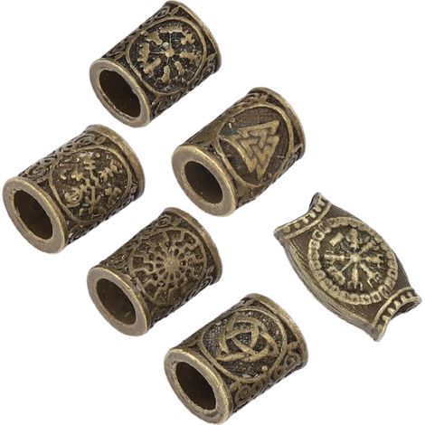 Ornements de cheveux runiques vikings nordiques, perles décoratives, perles vintage à gros trou, ornements de tête, perles de barbe, colliers, bracelets, porte-clés, colliers de perles. (1/5)