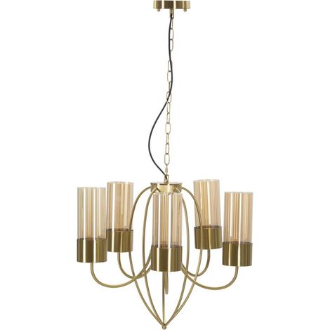 Lampe Suspension 5 Têtes "Versailles" 60cm Or