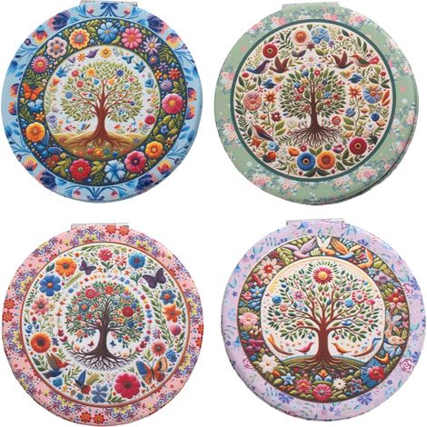 Miroir de poche Arbre de Vie, design compact et élégant, idéal comme cadeau, accessoire de beauté portable