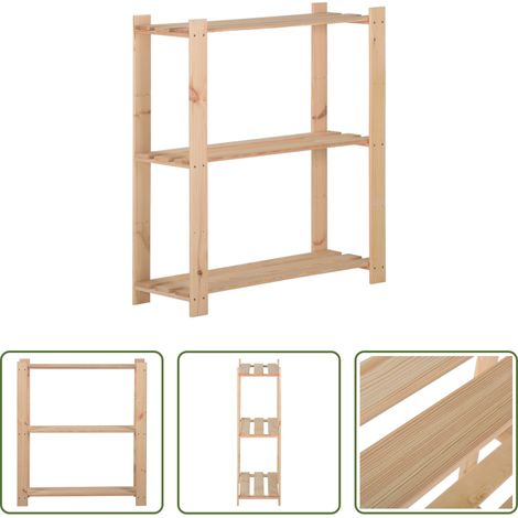 Rangement domestique - Étagère de stockage 3 niveaux 80x28,5x90 cm Bois de pin massif (1/5)