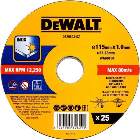 DEWALT DT20593-QZ - Pack de 25 discos de 115mm X 1mm (1/2)