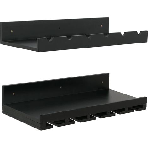 [JAMAIS UTILISÉ] Lot de 2 casiers à bouteilles HHG-707, porte-verres/bouteilles mural pour 6 bouteilles/15 verres Bois certifié MVG 61 x 28 cm, noir