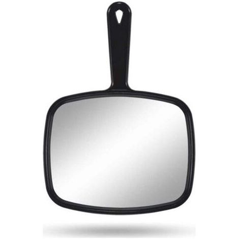 PA Handspiegel, 23 cm B x 31,5 cm T, Salonspiegel mit Griff, Schwarz, quadratisch (1/4)