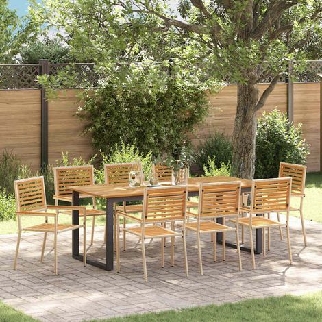 Garten Essgruppe 9 pcs Beige Massivholz Akazie