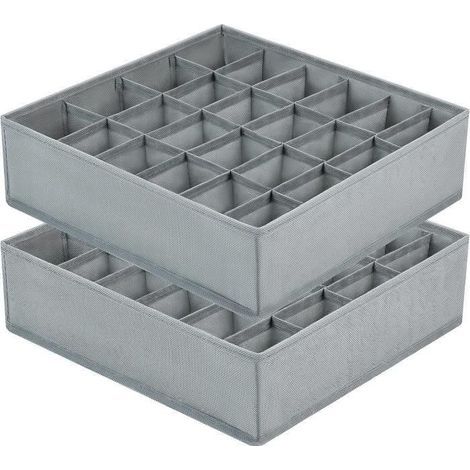 (Grau) Schubladenorganizer – Vliesstoff – 2er-Pack – 24 Fächer – Grau – Modernes Design (1/4)