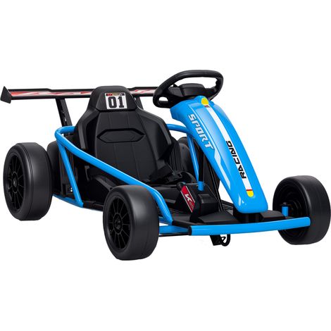 Voiture électrique GoKart - kart électrique pour enfants - AIYAPLAY - 2 x 24 V moteurs - mode dérive à 13 km/h - 119x77x54cm - bleu