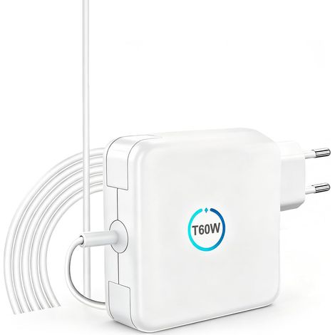 Chargeur Rapide T-Tip 60W Compatible avec Mac Book Pro,Adaptateur pour Ordinateur Portable,Compatible avec Mac Book Air/Pro 11 et 13 Pouces (2012-2017),Modèles A1425,A1435,A1502,A1465,A1466 (1/5)