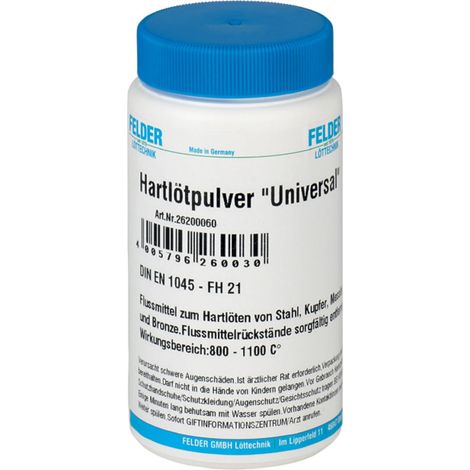 Felder – Poudre de soudure pour brasage dur cuivre et laiton – Température d'utilisation > 800 °C – Norme DIN EN 1045 FH 21 – Adaptable