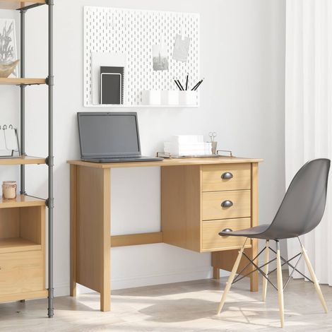 vidaXL  Desk with Drawers  with Drawer HILL Honey Brown 100 x 45 x 74 cm