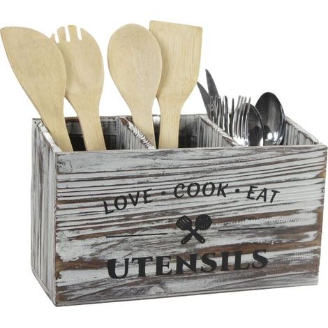 Organiseur de cuisine en bois, tiroir à couverts, porte-baguettes et cuillères de table, porte-ustensiles de cuisine en bois (1/3)
