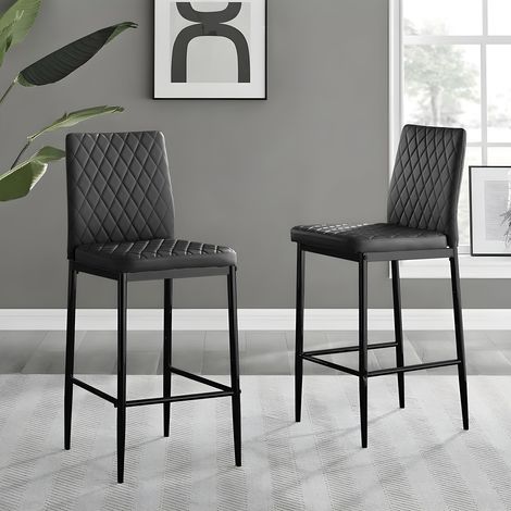 2PCS PU Leather Upholstered Bar Stools (1/3)
