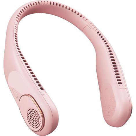 Ventilateur de cou sans pales à refroidissement 360°, recharge USB compatible batterie externe, léger et sûr, parfait pour voyages, Rose (1/5)