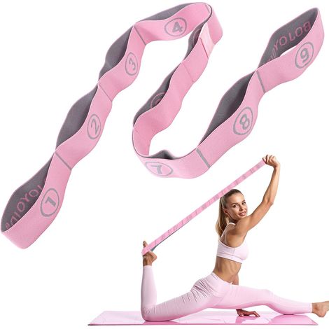 Sangle de yoga extensible avec 9 nœuds 110 cm - Accessoire de yoga - Bande de gymnastique très élastique pour pilates, danse, gymnastique (1/5)