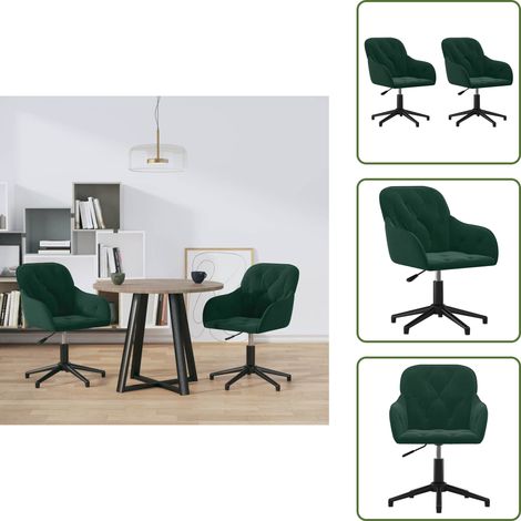 The Living Store Sillas de comedor giratorias 2 unidades terciopelo verde oscuro - Sillas de comedor terciopelo
