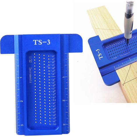 Règle en aluminium TS-3, outil de mesure pour le travail du bois, aiguille à dessin miniature, accessoires, bleue (1/5)