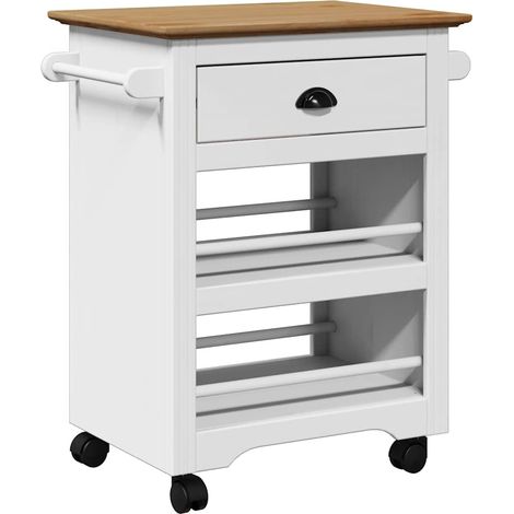 Chariot de cuisine BODO blanc et marron 67,5x45x80 cm CFW375244 (1/5)