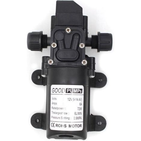 Bomba de diafragma de alta presión de 12 V, 6 A, 72 W, 6 L, ranurada TONCHEAN