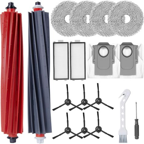Kit de 18 Accesorios para Robot Aspirador Roborock Qrevo Master/Qrevo Slim: 2 Cepillos Principales, 6 Cepillos Laterales, 2 Filtros, 2 Bolsas de Polvo, 4 Paños de Repuesto, 2 Herramientas. (1/5)