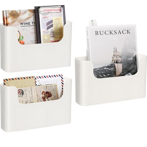 Organisateur de fichiers mural Système de rangement sans perceuse Rangement de documents suspendus Organisateur de courrier monté sur porte pour bureau Plaque de rangement pour magazines et enveloppes