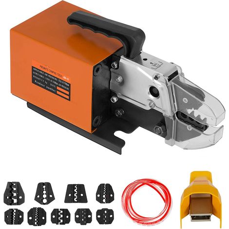 Mophorn Herramienta de engarzado neumática Am-10, Máquina de engarzado de terminales de cable accionada por aire Hasta 16 mm2, Máquina de engarzado neumática con 10 juegos de troqueles para muchos tip