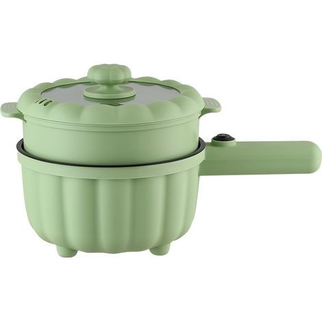 Electric frying pan, 1 L-2 L, 600 W, non-stick, with lid, 2 cooking levels, green (1/5)