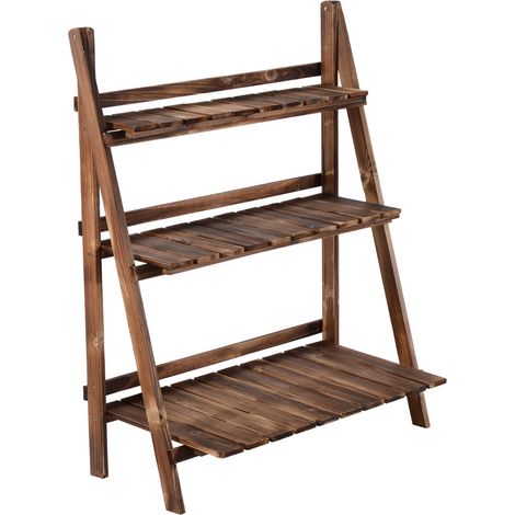 Scaffale Portapiante Pieghevole da Giardino 80x37x93 cm in Legno di Abete
