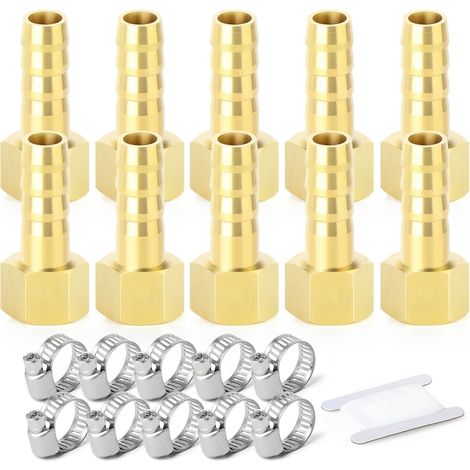 2 pièces raccords embout cannelé acier inox 304, 10 mm vers filetage mâle BSP 3/4", raccord compression eau, carburant, air - 3/8" F X 10MM (10 PCS) (1/5)